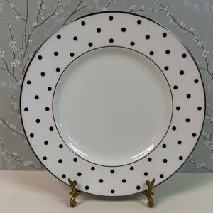 New Kate Spade x Lenox Larabee Road Platinum Lucheon Plate Silver Polka Dot USA